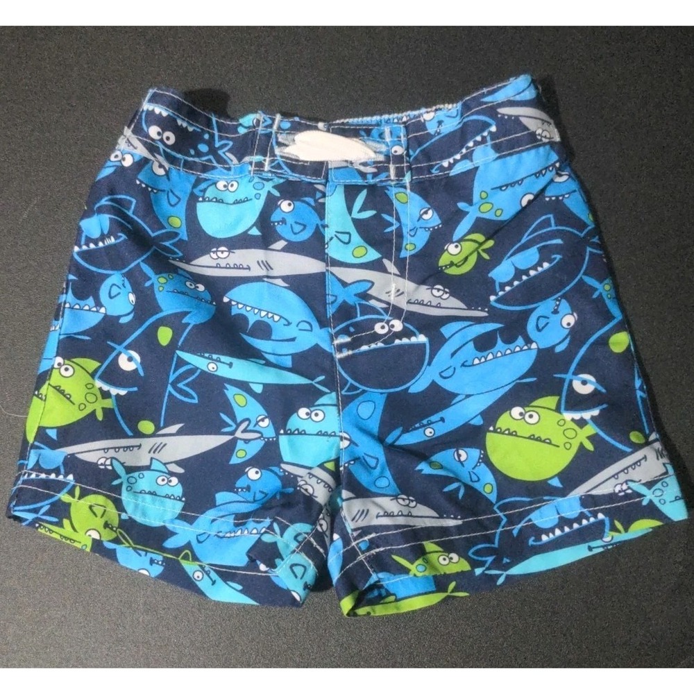 Shark Baby Boy Blue Swim Trunks Size S 6-12 Months